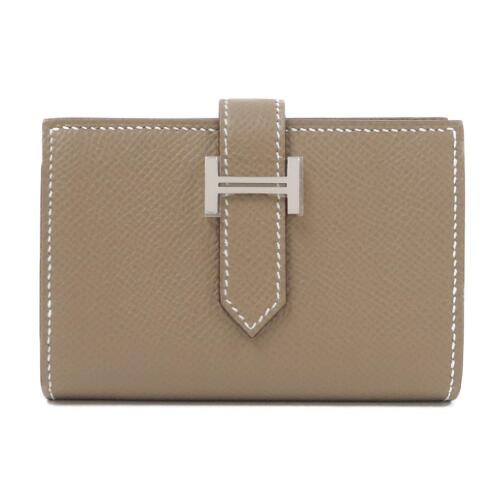 【エルメス HERMES】ベアンコンパクト 二つ折り財布  エトゥープ エプソン シルバー金具（100％マシン）